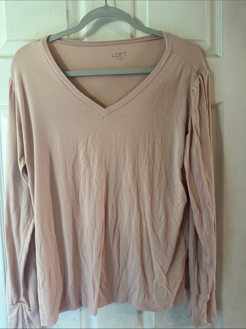LOFT Blush Pink V-Neck Long Sleeve Top